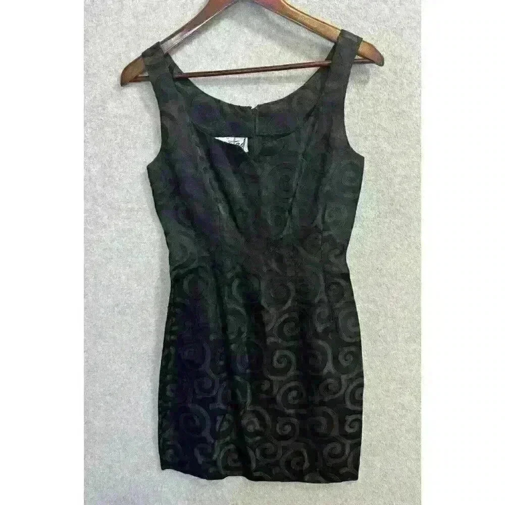 VTG 90s Jacquard Little Black Mini Dress Arrested Jonathan Martin Sz 3/4 80s EUC - Picture 6 of 15